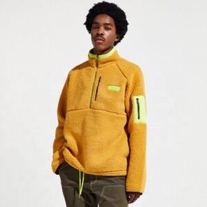 Fila Orange Neon Green Cozy Sherpa Half Zip Sweatshirt Pullover Jacket